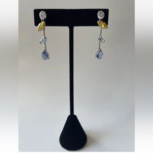 Multi Gemstone Linear CZ 925 Sterling Silver Drop Earrings